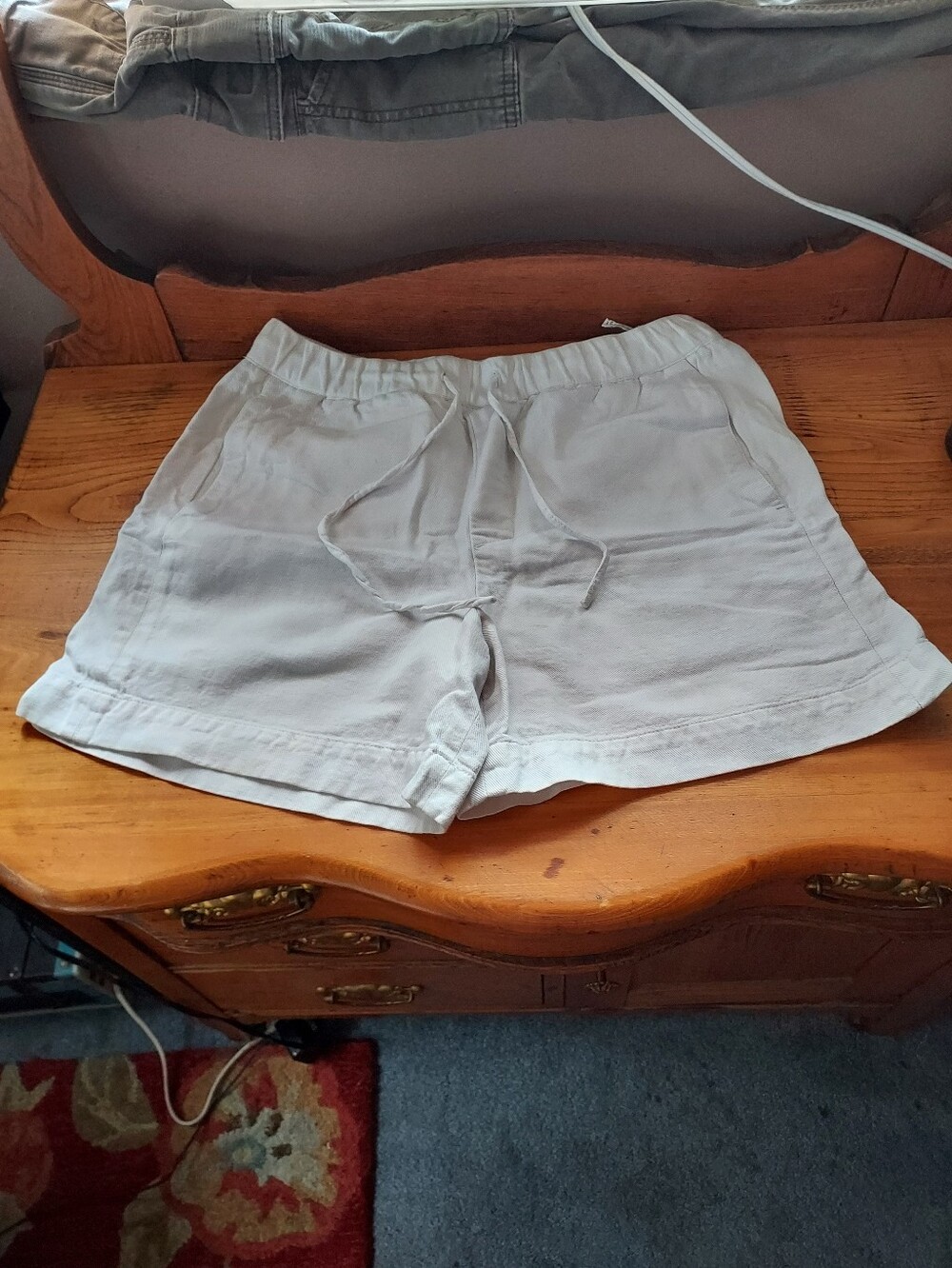 Zara Womens Off White Elastic Waist Drawstrings Pockets Athletic Shorts Size M